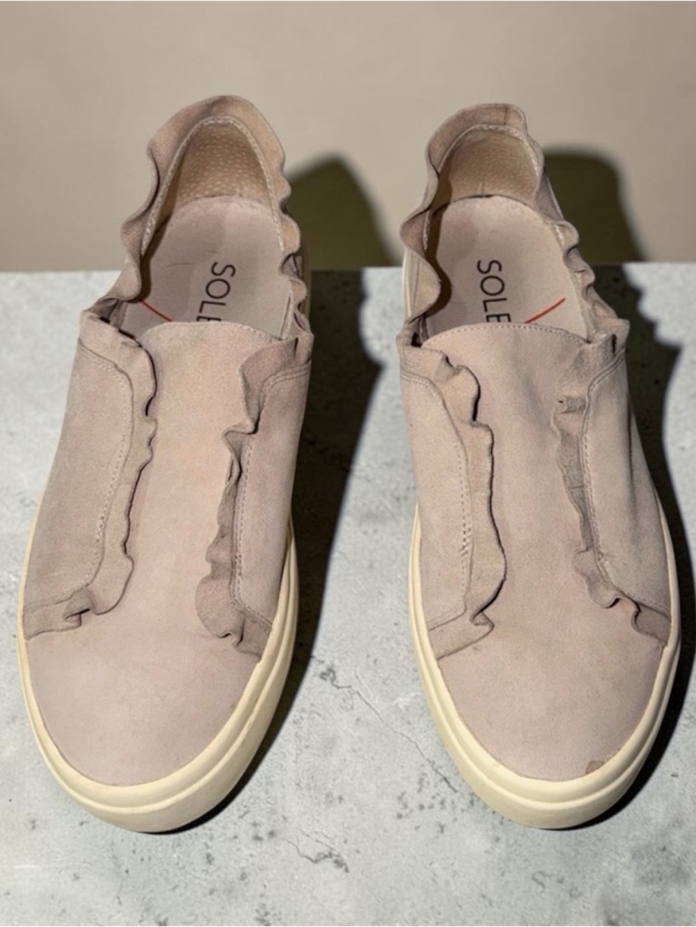 Sole Society Blush Slip-On Ruffle Sneakers